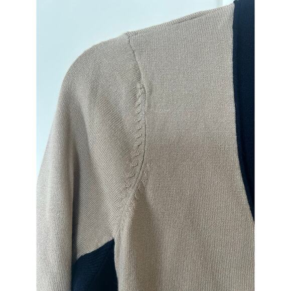 Cache V Neck Tan and Navy Button Up Boyfriend Cardigan Size S - Picture 2 of 8